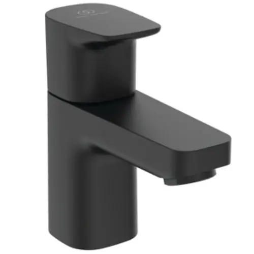 Standventil in schwarzem Finish von Ideal Standard, mit einer minimalistischen Form und einem Hebel zur Steuerung des Wasserflusses. Geeignet für moderne Badezimmergestaltung.